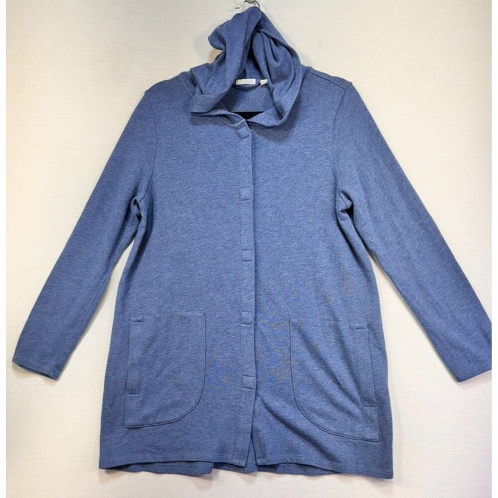 Pure Jill Womens Button-Up Knit Cardigan Jacket Medium Blue Pockets